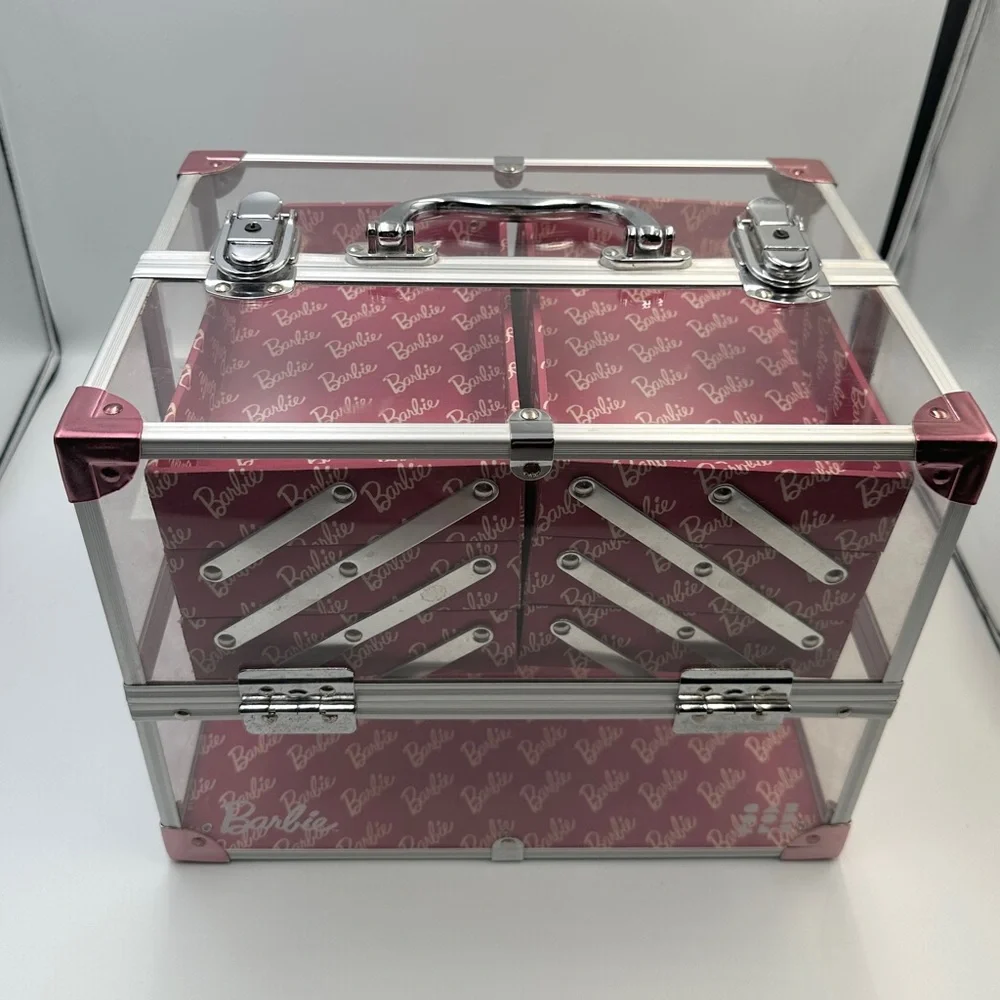 Caboodles x Barbie Neat Freak Train Case Clear & Pink Limited Edition Organizer